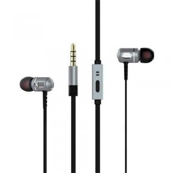 Auriculares intrauditivos Mooster MH53 Plata con microfono. Incluye bolsa de regalo.