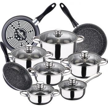 Juego de 3 Sartenes Magefesa K2 Gransasso - Antiadherente Mármol - Inducción - 18-20-24 Cm - Fabricadas en España