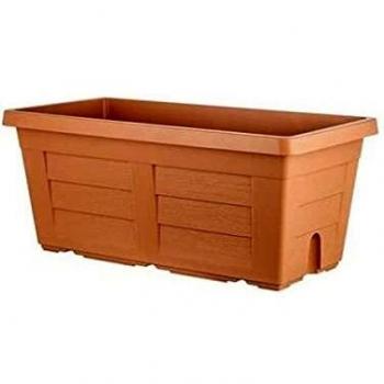 Jardinera Rectangular de Madera 100 cm con Reserva de Agua - Terracota