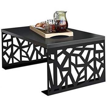 Mesa de Café Germantown 101 - Aglomerado Laminado Negro Brillante, 100 x 70 x 45 cm, Diseño Angular y Estilo Vintage