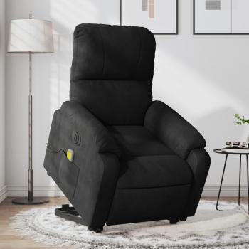 Sillón reclinable de masaje eléctrico elevable en microfibra negra