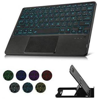 KOOCHUWAH Teclado K08 Bluetooth con Touchpad QWERTY Español para Cualquier Sistemas Operativos iOS Android Windows, Compatible con iPad Galaxy Tab Tablets Portátil Teléfonos Inteligentes