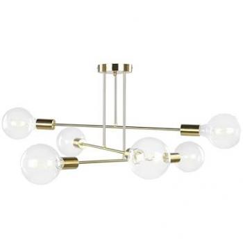 Lámpara de techo industrial moderna de metal latón 33 cm con 6 luces sin pantallas