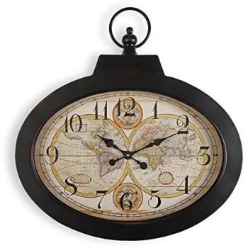 Reloj de Pared Decorativo Versa Pangea para Cocina, Salón, Comedor o Habitación, Medidas 63 x 6 x 60 cm, Material Metal, Color Negro