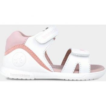 Sandalias abiertas de bebé niña de piel en blanco