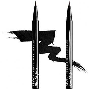 NYX Professional Makeup Delineador de ojos Epic Ink Liner, Punta de pincel, Resistente al agua, Fórmula vegana, Pack doble, Negro