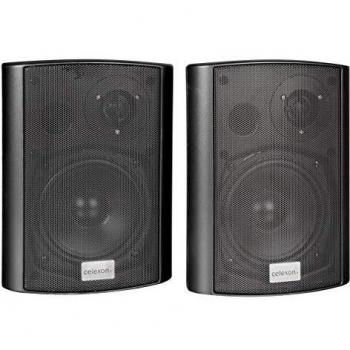 celexon Juego de Altavoces Activos 525-B - 2 Altavoces Activos de 2 vías de 30W - Negro - Incl. Soporte de Pared - para PC, Oficina o Escuela