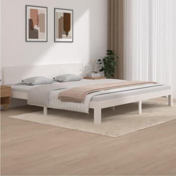 Cama estructura de madera maciza de pino blanco 200x200 cm