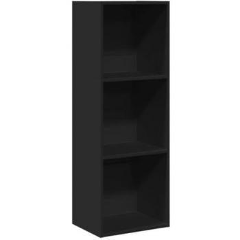 Estantería de madera de ingeniería negra 40x30x114 cm