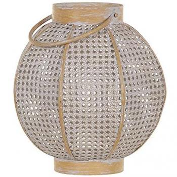 Portavelas 31,5 x 31,5 x 34,5 cm Natural Metal Blanco