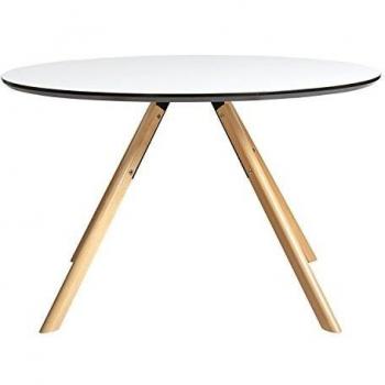 VS Venta-stock Mesa Redonda Londres 120 cm, Patas Madera, Color Blanco