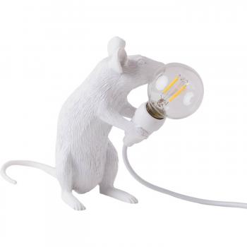 Lámpara de mesa LED Mouse Seletti - Bombilla decorativa USB blanca, diseño moderno y resina