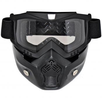 League & Co ABC-1234 - Máscara de protección con gafas para moto, TPU ajustable, lente transparente