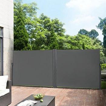 Paravento Doble Extensible Alcazaba para Exterior 160 x 600 cm Gris - Acero y Poliéster