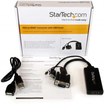 StarTech.com VGA2HDU - Adaptador conversor VGA a HDMI con Audio USB y alimentación