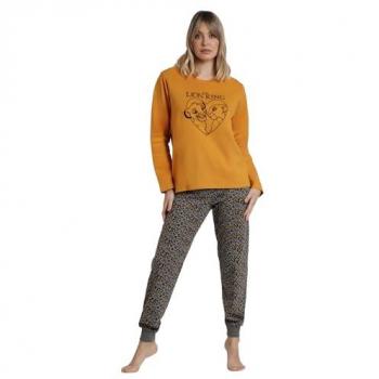 Pijama largo de mujer de punto de color amarillo Disney - Lion King