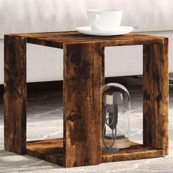 Mesa de centro de roble ahumado 32x32x30 cm, madera multicapa, diseño moderno y funcional