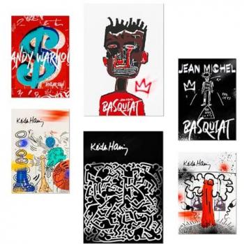 Set de 6 Pósters Pop Art Basquiat y Warhol para Decoración de Paredes - Tamaños A3 y A4 Sin Marco