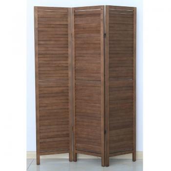 Biombo Persiana de Madera Marrón - 3 Paneles - Dimensiones: 170 x 120 cm