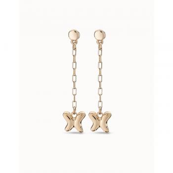 Pendientes UNOde50 Wings Baño Oro con Detalle de Cadena