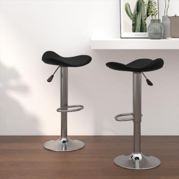Taburetes de Bar negro 2 piezas con elegante diseño en acero cromado y cuero sintético