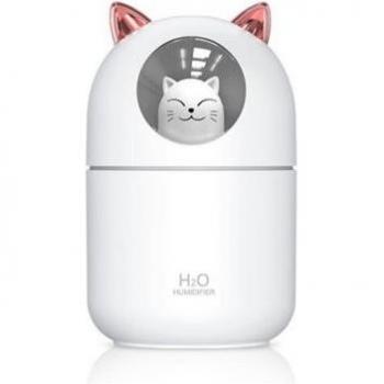 Humidificador Mini Gato Blanco Smartek con Luz Nocturna y Modos de Niebla Ajustable