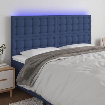 Cabecero LED Azul 180x5x111/128 cm Tela con luces LED integradas, diseño moderno y elegante, dimensiones de 180 cm de ancho, 5 cm de grosor y altura ajustable entre 111 y 128