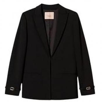 Twinset Women's Black Blazer with Belt - Size 46