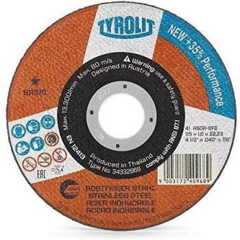 Tyrolit 34332869 BASIC Discos de Corte, 41, A60R-BFINOX, Nuevo, 125 x 1.0 x 22.23 mm Dimensiones, Caja de 25