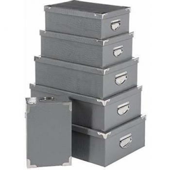 Conjunto de 6 cajas de almacenamiento efecto cocodrilo con esquinas metálicas - 5five