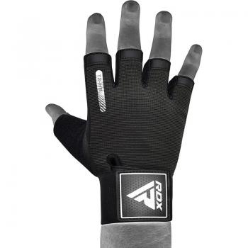RDX Guantes de Levantamiento de Pesas Medio Dedo con Soporte Adicional Elástico y Largo para la Muñeca, Agarre Completo en la Palma, ideales para HIIT, Culturismo y Ciclismo,