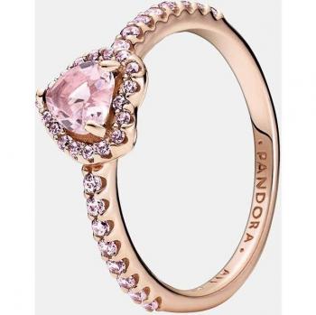 PANDORA - Anillo Pandora Timeless de oro rosa con corazón brillante elevado de 14k para mujer