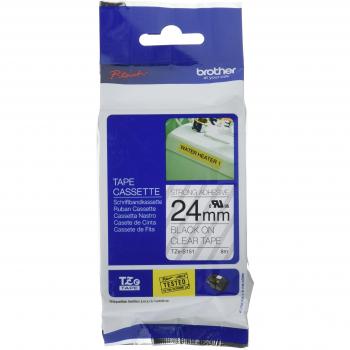 Brother TZe-S151 Laminated Tape, 24mm (0.94) Wide x 8m (26.2') Long, Black on Clear, Super Adhesive
