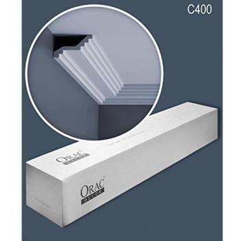 Orac Decor C400 Luxxus Cornices Mouldings - 14 pieces, 28 m, Primed White Polyurethane Crown Moulding