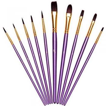 Vicloon Pinceles para Pintura, 10 Piezas of Pinceles de Nylon para acuarela, óleo, dibujo de líneas, Set de Pinceles de Artista para principiantes, profesionales y amantes de la pintura