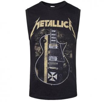 Metallica Hetfield Iron Cross Guitar Hombre Top Tirante Ancho Negro XXL 100% algodón Regular