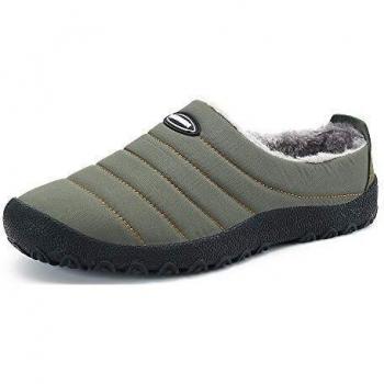 UBFEN Zapatillas de Estar Mujer Invierno Interior Exterior Zapatos Caliente de Lana como Peluche Forro Suela de Goma Anti Skid Slip On Guantes 39 EU Verde