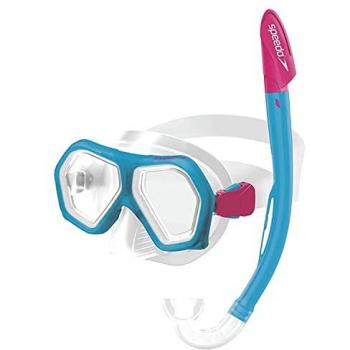 Set de Natación Speedo Leisure Junior con Gafas de Doble Lente y Tubo, Color Aqua Splash/Ultra Pink, Talla Única