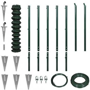 vidaXL Set de Cerca de Alambre con Anclas de Punta Dimensiones 1.97x15m Verde