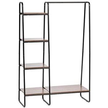 Perchero Metálico IRIS OHYAMA con 4 Estantes, Diseño Moderno y Resistente, Antideslizante, Multiuso para Dormitorio y Oficina, Negro