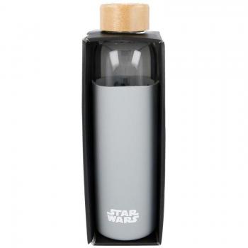 Botella de Agua de Cristal con Funda de Silicona Star Wars, 585 ml