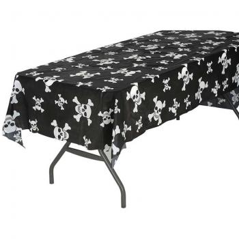 Mantel Negro con Calaveras de 137X274 cm