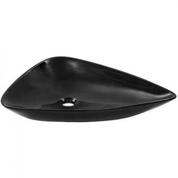 vidaXL Lavabo Forma Triangular Cerámica Negro 645x455x115 mm Baño Aseo Hogar