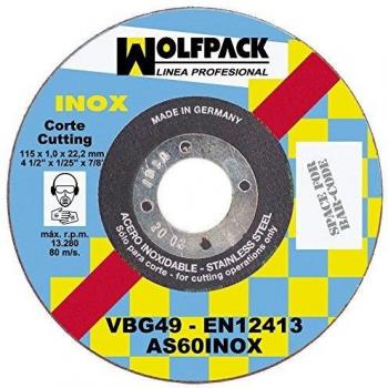 WOLFPACK 9010265 Disco Corte Abrasivo Inoxidable 115x1,6x22,2 mm.
