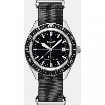 Reloj automático de hombre Certina Heritage DS Super PH500M Edición Especial, resistente al agua, correa de tela, esfera negra 43mm
