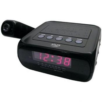 Adler Radio Reloj Despertador con proyector, plastico, Negro, 19 x 7 x 16