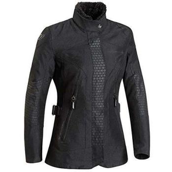 Ixon Chaqueta textil de motocicleta para mujer Bloom Negra - Características: diseño específico para damas, material resistente al desgaste, protección en hombros y codos, forro interior acolchado, ventilación ajustable, múltiples bolsillos