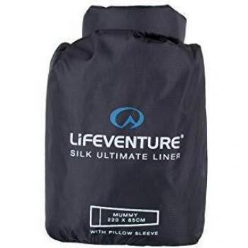 Lifeventure Silk Supreme Unisex-Adult Sleeping Bag Liner, Mummy Style, One Size - Black