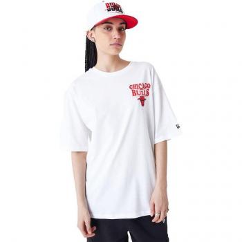 Camiseta New Era NBA Script Oversized Chicago Bulls Blanco Unisex