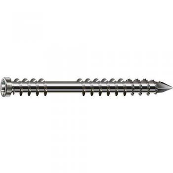 Tornillo para terraza SPAX 5 x 50 mm, cilíndrico, con rosca de fijación, T-STAR plus T25, acero inoxidable A2, punta cortante, paquete de 200 unidades